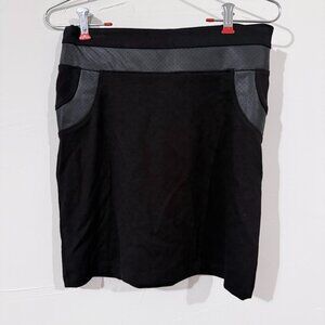 House of Wallace Black Mini Skirt – Size S – NWT – Faux Leather Trim, fall